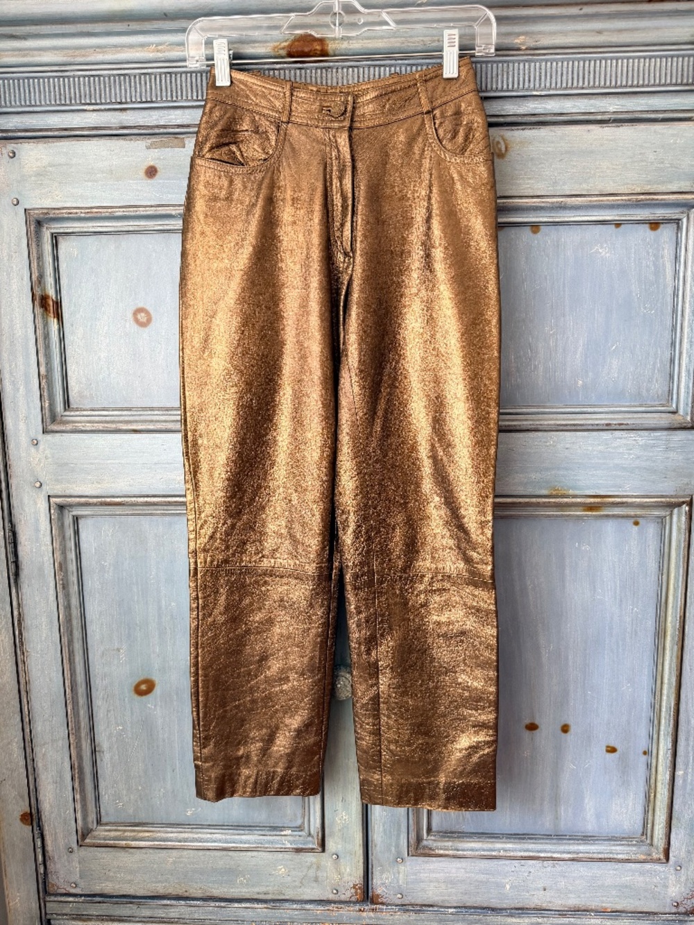 Celine Métallique Finish Lamb Skin Pants in Bronze Size 38 - Picture 1 of 9